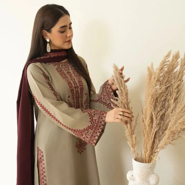 Romaisa Embroidered 3pcs – Zorva.pk